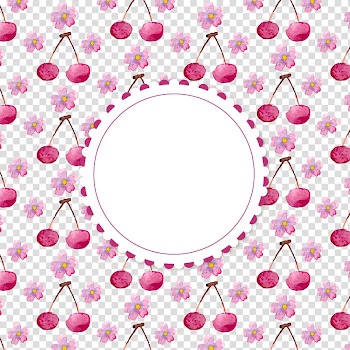 Watercolor cherry frame transparent background PNG clipart