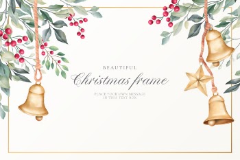 Watercolor christmas background with cute decoration Free Vector