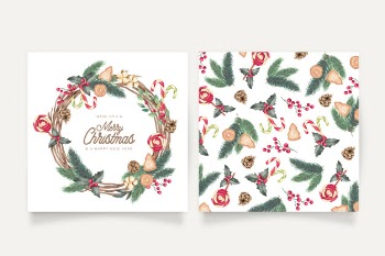 Watercolor christmas card templates Free Vector