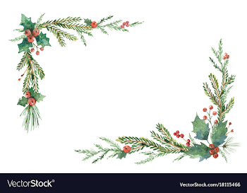 Watercolor christmas frame with fir Royalty Free Vector