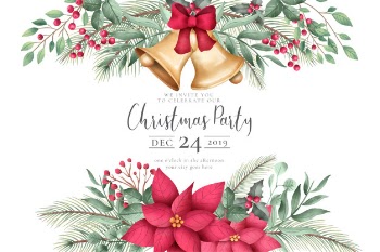 Watercolor christmas invitation with ornaments Free Vector