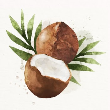 Watercolor coconut illustration, fruit drawing | Free Photo Illustration - rawpixel