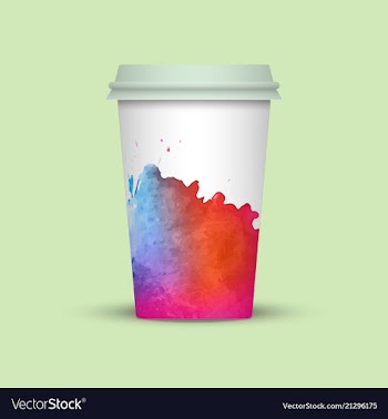 Watercolor coffee cup template vector image