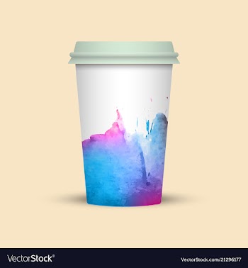 Watercolor coffee cup template vector image