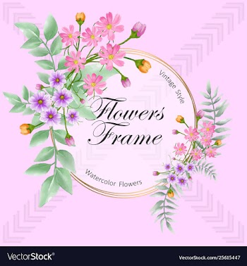 Watercolor cosmos flowers frame multipurpose vector image