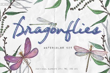 Watercolor dragonflies