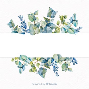 Watercolor eucalyptus banner with blank banner Free Vector