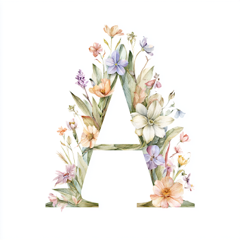 Watercolor Floral Alphabet A