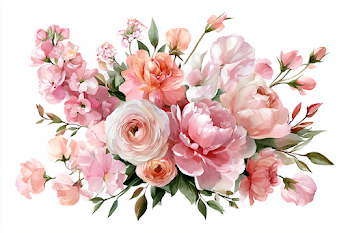 Watercolor Floral Bouquet in Blush Pink