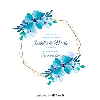 Watercolor floral frame wedding invitation Free Vector
