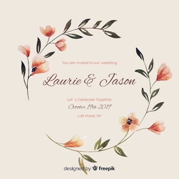 Watercolor floral frame wedding invitation Free Vector