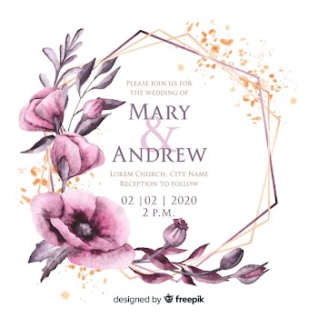 Watercolor floral frame wedding invitation Free Vector