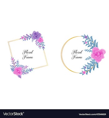 watercolor floral frame with pink rose flower