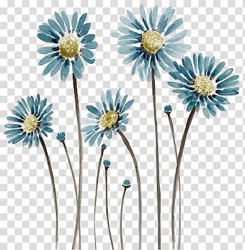 Watercolor Floral s, painting of blue petaled flowers transparent background PNG clipart
