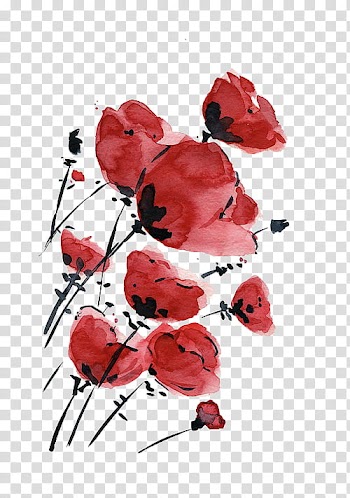 Watercolor Floral s, red flowers illustration transparent background PNG clipart