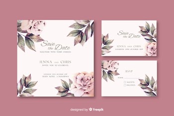 Watercolor floral wedding invitation template Free Vector