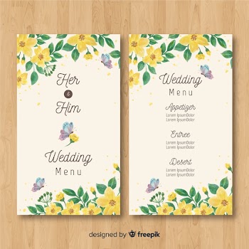 Watercolor floral wedding menu template Free Vector