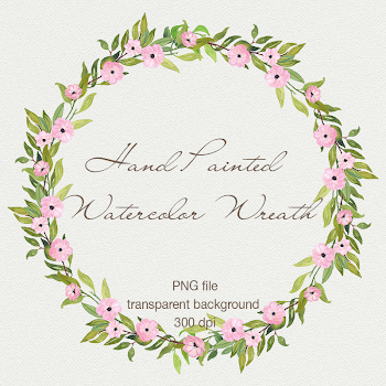 Watercolor Floral Wreath Clipart - Digital Wreath, Hand Painted ...