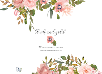 Watercolor Flower Clipart Separate Elements