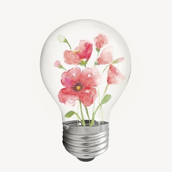 Watercolor flower light bulb, pink | Free PSD - rawpixel