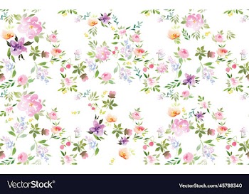 watercolor flower with leaves repeat design fabric
