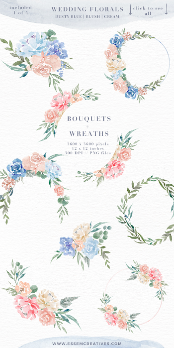 Watercolor Flowers PNG Clipart, Blue Watercolor Flowers Background ...