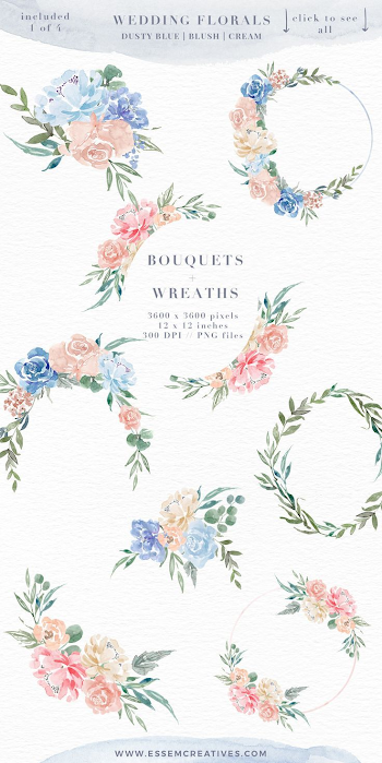 Watercolor Flowers PNG Clipart, Blue Watercolor Flowers Background ...