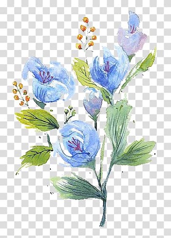 Watercolor flowers transparent background PNG clipart