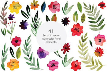 Watercolor flowers, vector ~ Illustrations ~ Creative Market