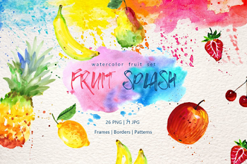 Watercolor fruits PNG set