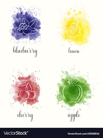 watercolor fruits set