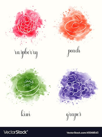 watercolor fruits set