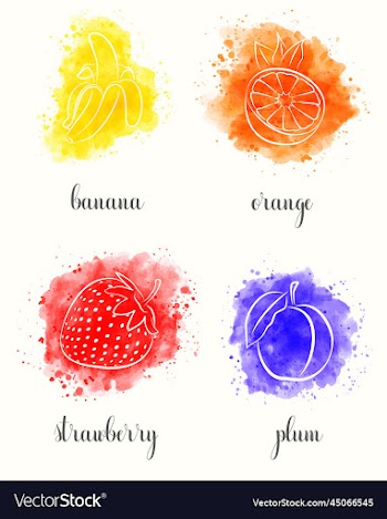 watercolor fruits set