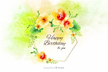 Watercolor happy birthday background with flowers Free Vector