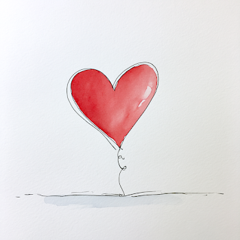 Watercolor Heart Balloon Illustration