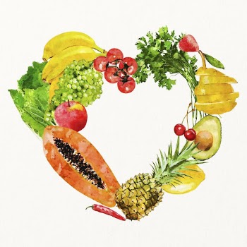 Watercolor heart frame, superfood with fruits | Free Photo Illustration - rawpixel