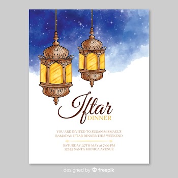 Watercolor iftar invitation template Free Vector