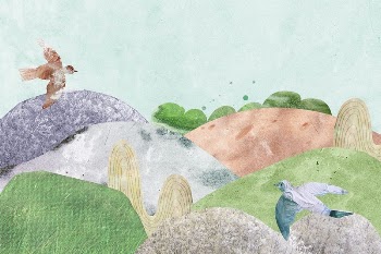 Watercolor landscape background, nature, birds | Free Photo Illustration - rawpixel