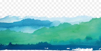 Watercolor Landscape Watercolor painting Green Shan shui - Green Watercolor Landscape Border 