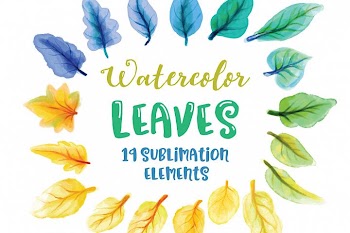 Watercolor Leaves Sublimation Elements