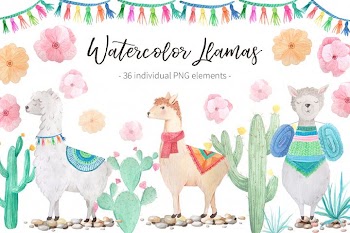 Watercolor Llamas