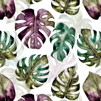 Watercolor monstera pattern