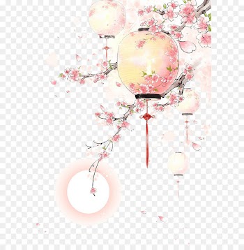 Watercolor painting - Antique lanterns painted peach 