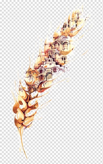 Watercolor painting Architecture Illustration, Creative wheat Watercolor Art transparent background PNG clipart