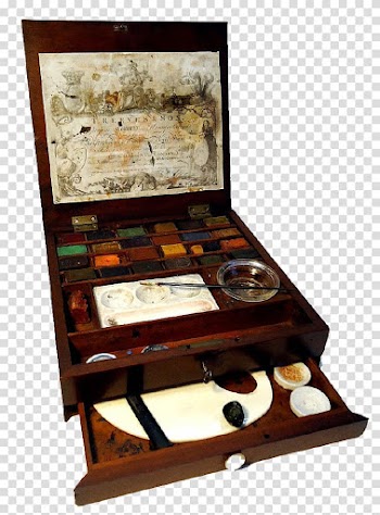 Watercolor painting Artist Palette, Vintage Videos Toolbox transparent background PNG clipart