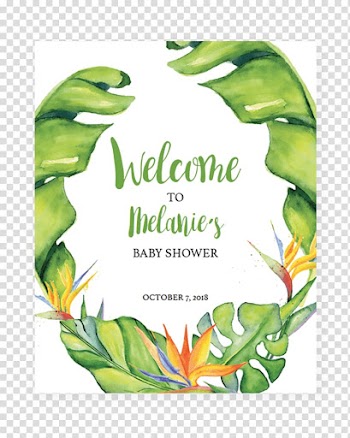 Watercolor painting Baby shower, one banana leaf transparent background PNG clipart