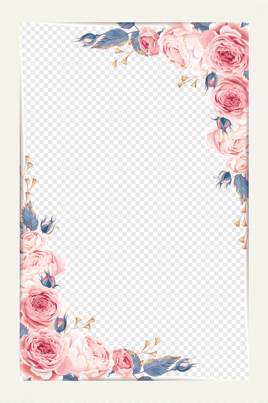 Watercolor painting, Beautiful little fresh border material, pink rose illustration, border, calendar, happy Birthday Vector Images png