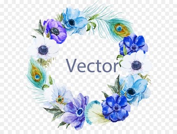 Watercolor painting Boho-chic Illustration - Blue border 