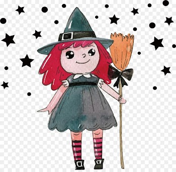 Watercolor painting Boszorkxe1ny Illustration - Lovely witch painted with watercolor 