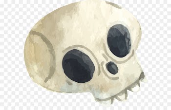 Watercolor painting Cairo West Airport - Cartoon watercolor Skull 